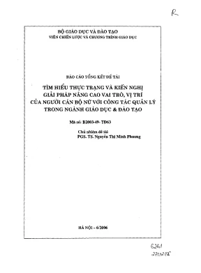 Tìm hiểu thực trạng và kiến nghị giải pháp nâng cao vai trò vị trí của người cán bộ nữ với công tác quản lý trong ngành giáo dục và đào tạo