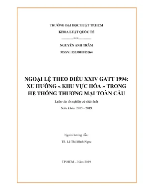 Ngoại lệ theo điều xxiv gatt 1994 xu hướng khu vực hóa trong hệ thống thương mại toàn cầu