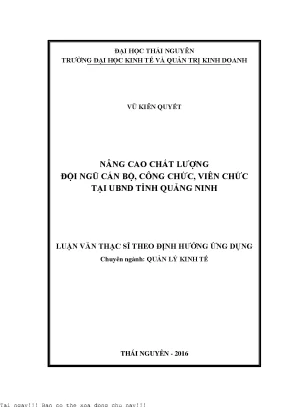 Nâng cao chất lượng đội ngũ cán bộ công chức viên chức tại ubnd tỉnh quảng ninh