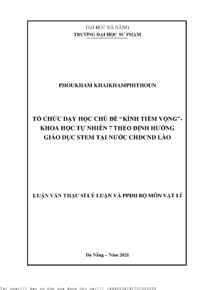 Tổ chức dạy học chủ đề kính tiềm vọng khoa học tự nhiên 7 theo định hướng giáo dục stem tại nước chdcnd lào
