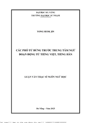 Các phó từ đứng trước trung tâm ngữ đoạn động từ tiếng việt tiếng hàn