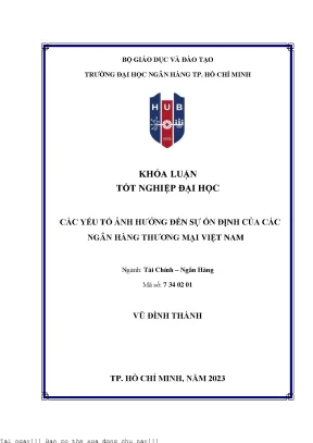 Các yếu tố ảnh hưởng đến sự ổn định của các ngân hàng thương mại việt nam 2023