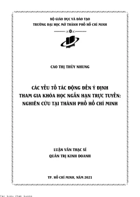 Các yếu tố tác động đến ý định tham gia khóa học ngắn hạn trực tuyến