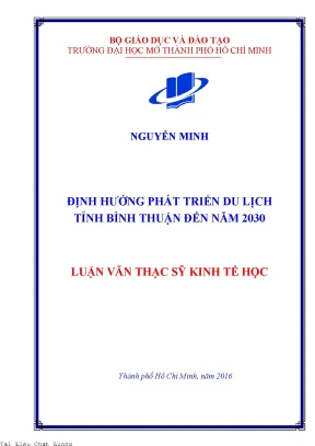 Định hướng phát triển du lịch tỉnh bình thuận đến năm 2030