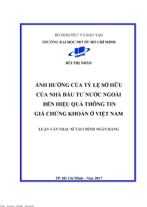 Ảnh hưởng của tỷ lệ sở hữu của nhà đầu tư nước ngoài đến hiệu quả thông tin giá chứng khoán ở việt nam