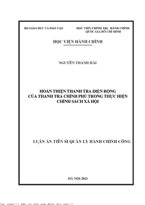 Hoàn thiện thanh tra diện rộng của thanh tra chính phủ trong thực hiện chính sách xã hội