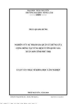 Nghiên cứu sự tham gia quản lý rừng của cộng đồng tại vùng đệm vườn quốc gia xuân sơn tỉnh phú thọ