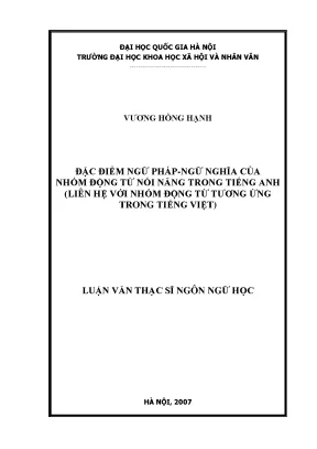 Đặc điểm ngữ pháp ngữ nghĩa của nhóm động từ chỉ hoạt động nói năng trong tiếng anh liên hệ nhóm hoạt động tương ứng trong tiếng việt