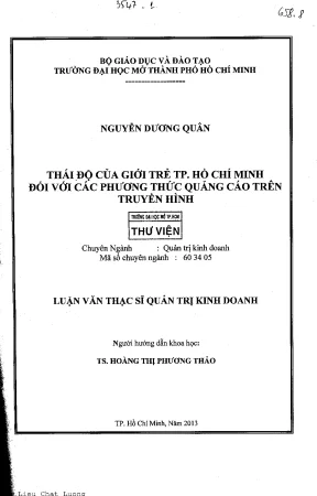 Thái độ của giới trẻ thành phố hồ chí minh đối với các phương thức quảng cáo trên truyền hình