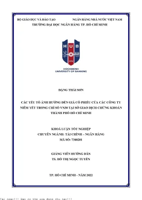 Các yếu tố ảnh hưởng đến giá cổ phiếu của các công ty niêm yết trong chỉ số vn30 tại sàn giao dịch chứng khoán tp hồ chí minh 2022