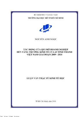 Tác động của quy mô doanh nghiệp đến tăng trưởng kinh tế của 63 tỉnh thành việt nam giai đoạn 2009 2014