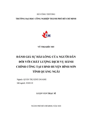 Đánh giá sự hài lòng của người dân đối với chất lượng dịch vụ hành chính công tại ủy ban nhân dân huyện bình sơn tỉnh quảng ngãi