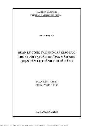 Quản lý công tác phổ cập giáo dục trẻ 5 tuổi tại các trường mầm non quận cẩm lệ thành phổ đà nẵng