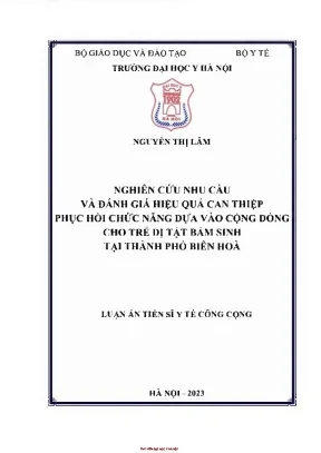Nghiên cứu nhu cầu và đánh giá hiệu quả can thiệp phục hồi chức năng dựa vào cộng đồng cho trẻ dị tật bẩm sinh tại tp biên hòa