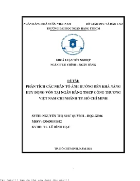 Phân tích đến các nhân tố ảnh hưởng đến khả năng huy động vốn tại ngân hàng vietin bank chi nhánh thành phố hồ chí minh 2021