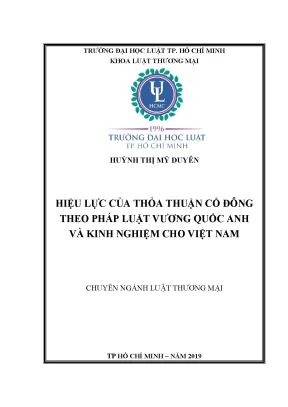 Hiệu lực của thỏa thuận cổ đông theo pháp luật vương quốc anh và kinh nghiệm cho việt nam