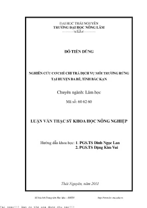 Nghiên cứu cơ chế chi trả dịch vụ môi trường rừng tại huyện ba bể tỉnh bắc kạn