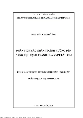 Phân tích các nhân tố ảnh hưởng đến năng lực cạnh tranh của vnpt lào cai