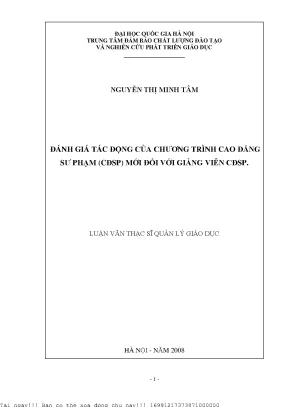 Đánh giá tác động của chương trình cao đẳng sư phạm mới đối với giảng viên cao đẳng sư phạm
