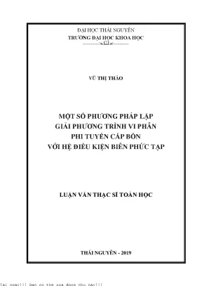 Một số phương pháp lặp giải phương trình vi phân phi tuyến cấp bốn với hệ điều kiện biên phức tạp