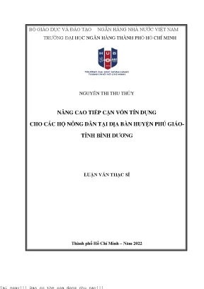 Nâng cao tiếp cận vốn tín dụng cho các hộ nông dân tại địa bàn huyện phú giáo tỉnh bình dương 2022