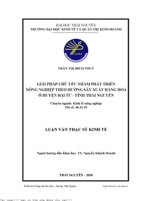 Giải pháp chủ yếu nhằm phát triển nông nghiệp theo hướng sản xuất hàng hóa ở huyện đại từ tỉnh thái nguyên
