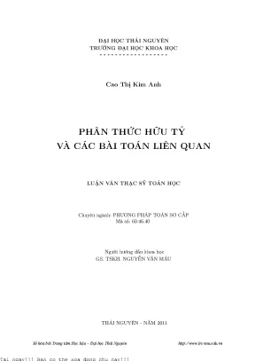 Phân thức hữu tỷ và các bài toán liên quan