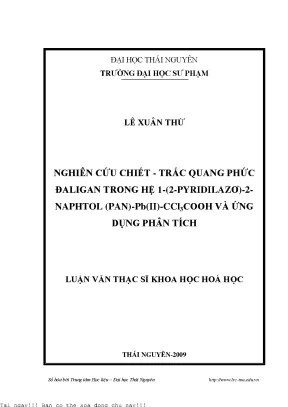 Nghiên cứu chiết trắc quang phức đaligan trong hệ 1 2 pyridilazơ 2 naphtol pan pbii ccl3cooh và ứng dụng phân tích