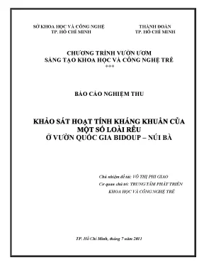 Khảo sát hoạt tính kháng khuẩn của một số loài rêu ở vườn quốc gia bidoup núi bà