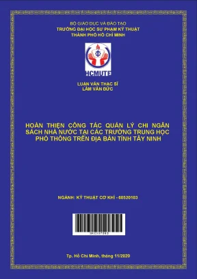 Hoàn thiện công tác quản lý chi ngân sách nhà nước tại các trường trung học phổ thông trên địa bàn tỉnh tây ninh