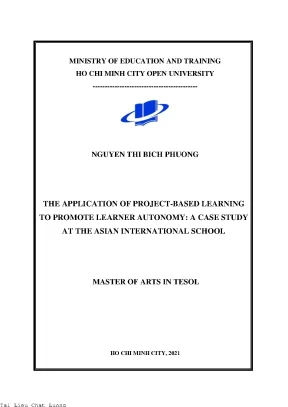 The application of project based learning to promote learner autonomy