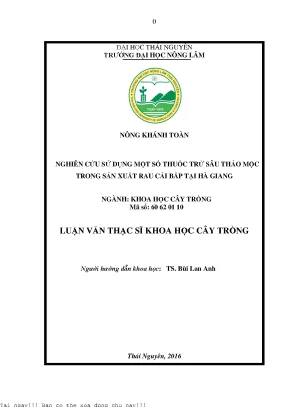 Nghiên cứu sử dụng một số thuốc trừ sâu thảo mộc trong sản xuất rau cải bắp tại hà giang