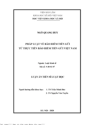 Pháp luật về bảo hiểm tiền gửi từ thực tiễn bảo hiểm tiền gửi việt nam