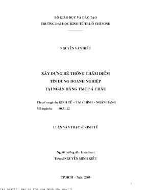 Xây dựng hệ thống chấm điểm tín dụng doanh nghiệp tại ngân hàng tmcp á châu