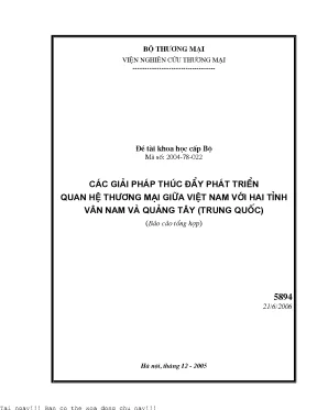 Các giải pháp thúc đẩy phát triển quan hệ thương mại giữa việt nam với hai tỉnh vân nam và quảng tây trung quốc