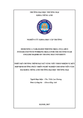Đề tài nghiên cứu khoa học cấp trường designing a task based writing syllabus integrated working skills for the students at hanoi university of commerce