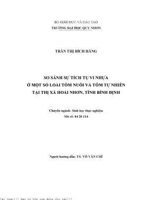 So sánh sự tích tụ vi nhựa ở một số loài tôm nuôi và tôm tự nhiên tại thị xã hoài nhơn tỉnh bình định