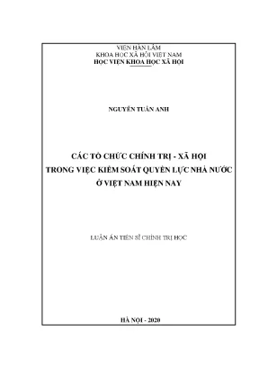 Luận văn thạc sĩ chính trị học các tổ chức chính trị xã hội trong việc kiểm soát quyền lực nhà nước ở việt nam hiện nay