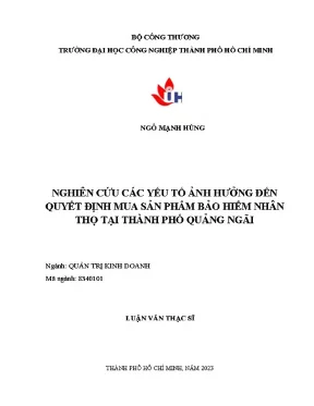 Các yếu tố ảnh hưởng đến quyết định mua sản phẩm bảo hiểm nhân thọ tại thành phố quảng ngãi