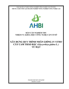 Xây dựng quy trình nhân giống in vitro cây cam thảo bắc glycyrrhiza glabra l từ hạt