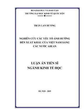 Nghiên cứu các yếu tố ảnh hưởng đến xuất khẩu của việt nam sang các nước asean