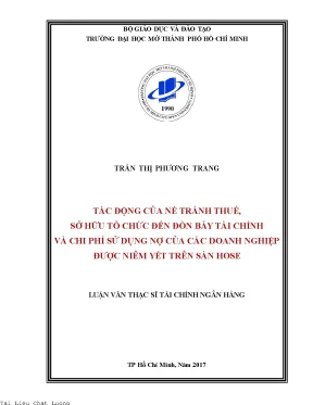 Tác động của né tránh thuế sở hữu tổ chức đến đòn bẩy tài chính và chi phí sử dụng nợ của các doanh nghiệp được niêm yết trên sàn hose