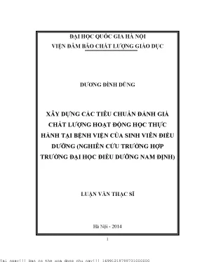 Xây dựng các tiêu chuẩn đánh giá chất lượng hoạt động học thực hành tại bệnh viện của sinh viên điều dưỡng nghiên cứu trường hợp trường đại học điều dưỡng nam định