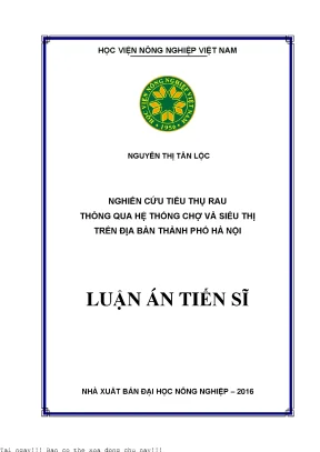 Nghiên cứu tiêu thụ rau thông qua hệ thống chợ và siêu thị trên địa bàn thành phố hà nội