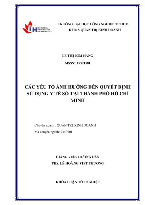 Các yếu tố ảnh hưởng đến quyết định sử dụng y tế số tại thành phố hồ chí minh