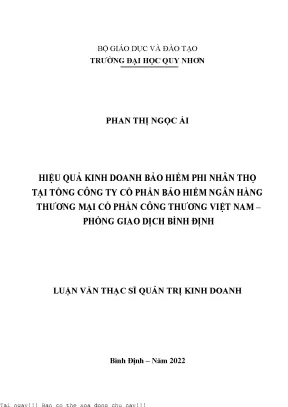 Hiệu quả kinh doanh bảo hiểm phi nhân thọ tại tổng công ty cổ phần bảo hiểm ngân hàng thương mại cổ phần công thương việt nam phòng giao dịch bình định