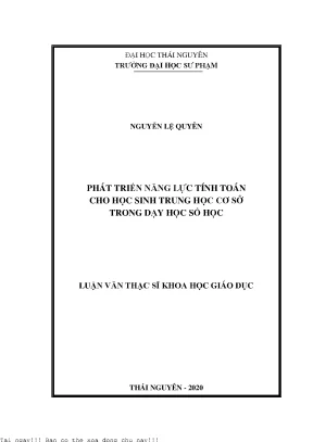 Phát triển năng lực tính toán cho học sinh trung học cơ sở trong dạy học số học