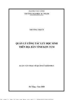 Quản lý công tác lưu học sinh trên địa bàn tỉnh kon tum