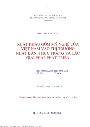 Xuất khẩu gốm mỹ nghệ của việt nam vào thị trường nhật bản thực trạng và các giải pháp phát triển