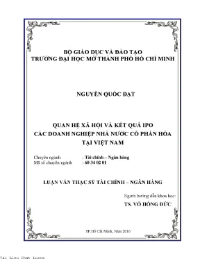 Quan hệ xã hội và kết quả ipo các doanh nghiệp nhà nước cổ phần hóa tại việt nam